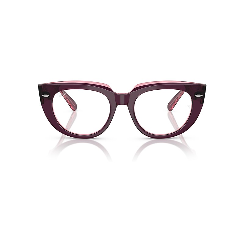 Ray Ban Doreen Optics Eyeglasses Violet On Transparent Pink Frame Clear Lenses Polarized 48-19 In Violet On Transparent Pink