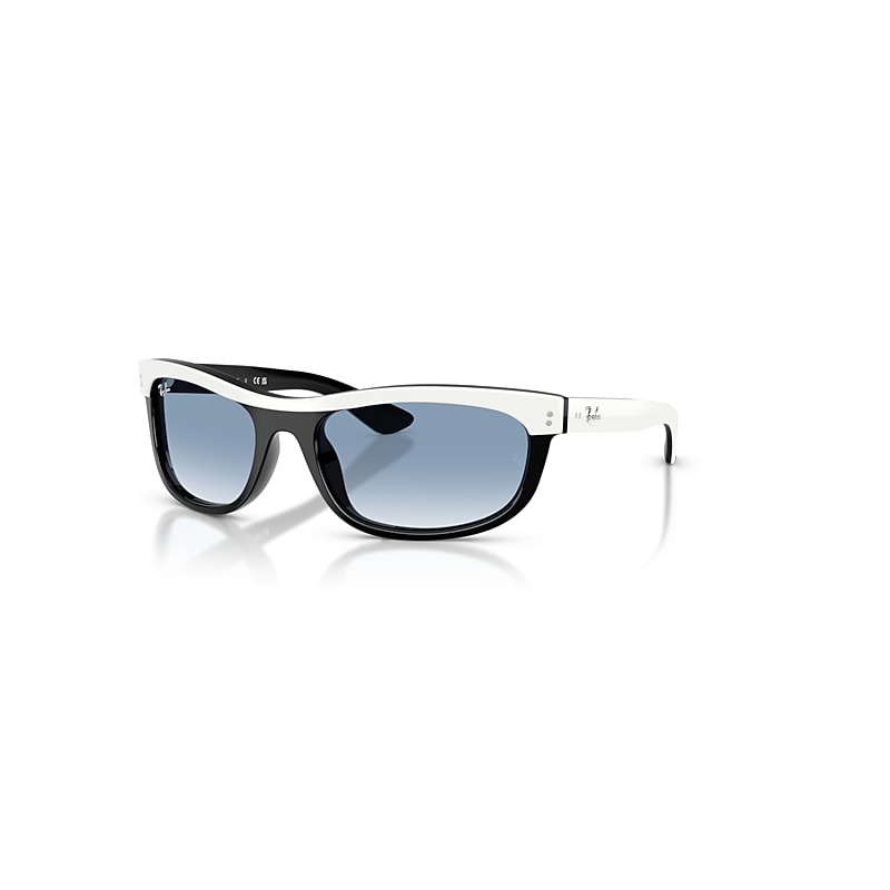 Ray Ban Sunglasses Unisex Balorama Street Neat - White On Black Frame Blue Lenses 62-19