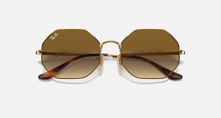 Ray-Ban Sunglasses Octagon 1972 Gold Frame Brown Lenses