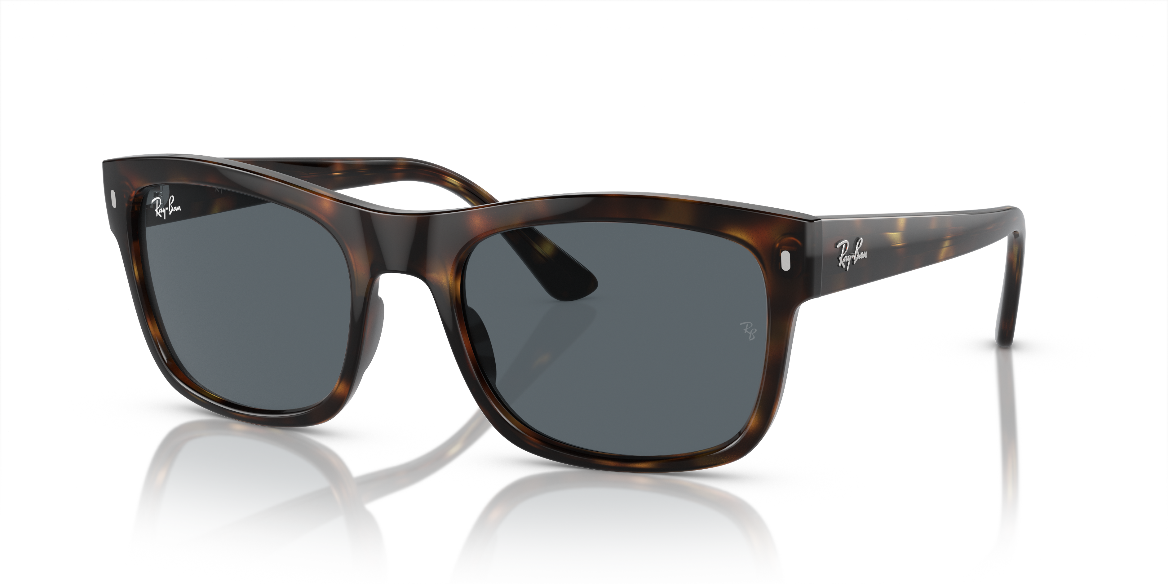RB4428 Polished Havana Frame Blue Lenses 56-21