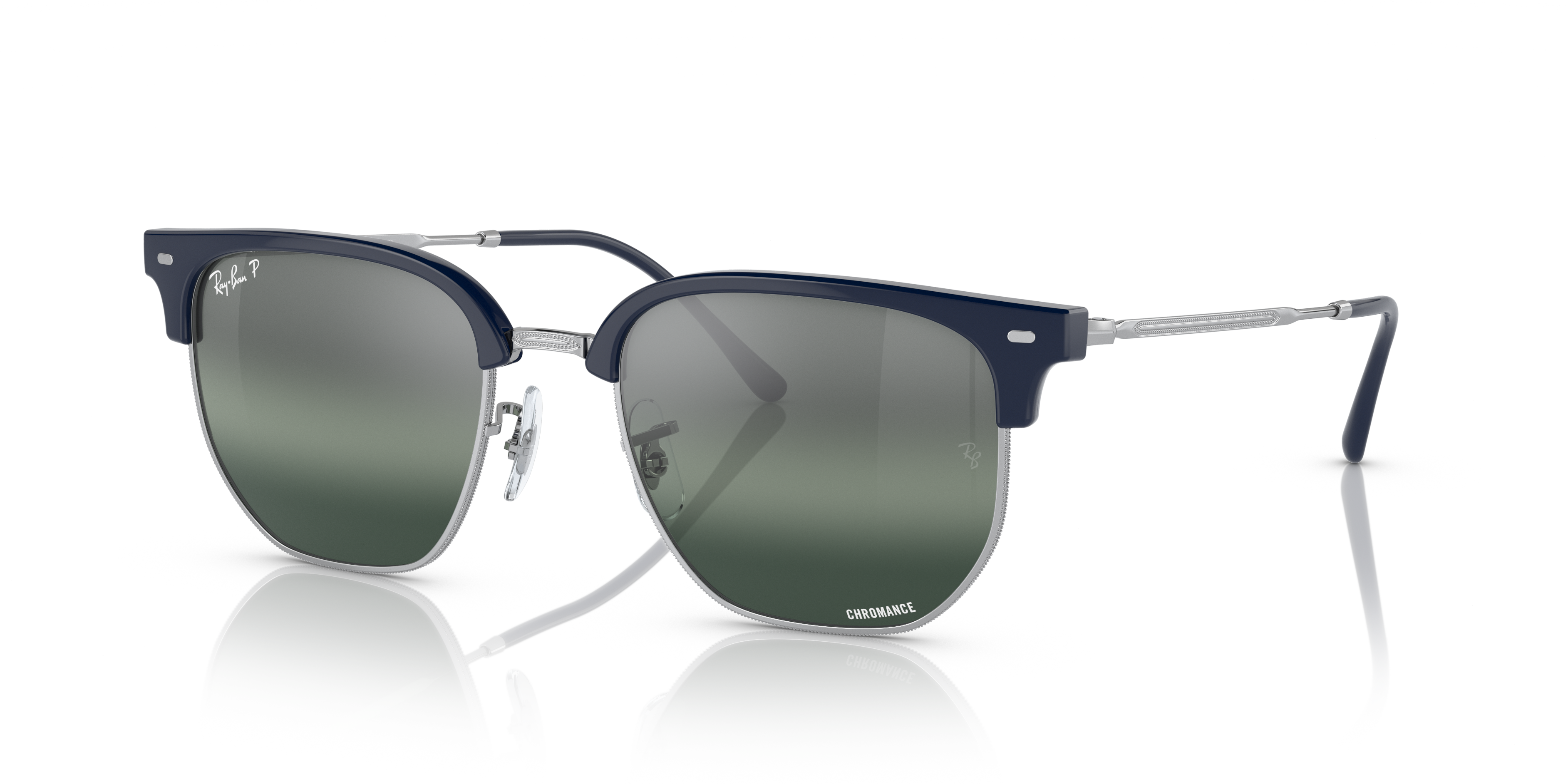 NEW CLUBMASTER Polished Blue On Silver Frame Silver/Blue Lenses 51-20
