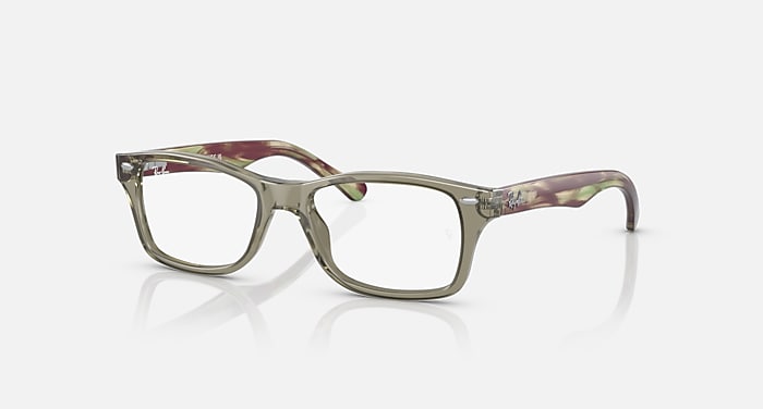 Ray-Ban Eyeglasses Children Rb1531 Optics Kids Prescription - Striped Green Havana Frame Clear Lenses 46-16 Polarized