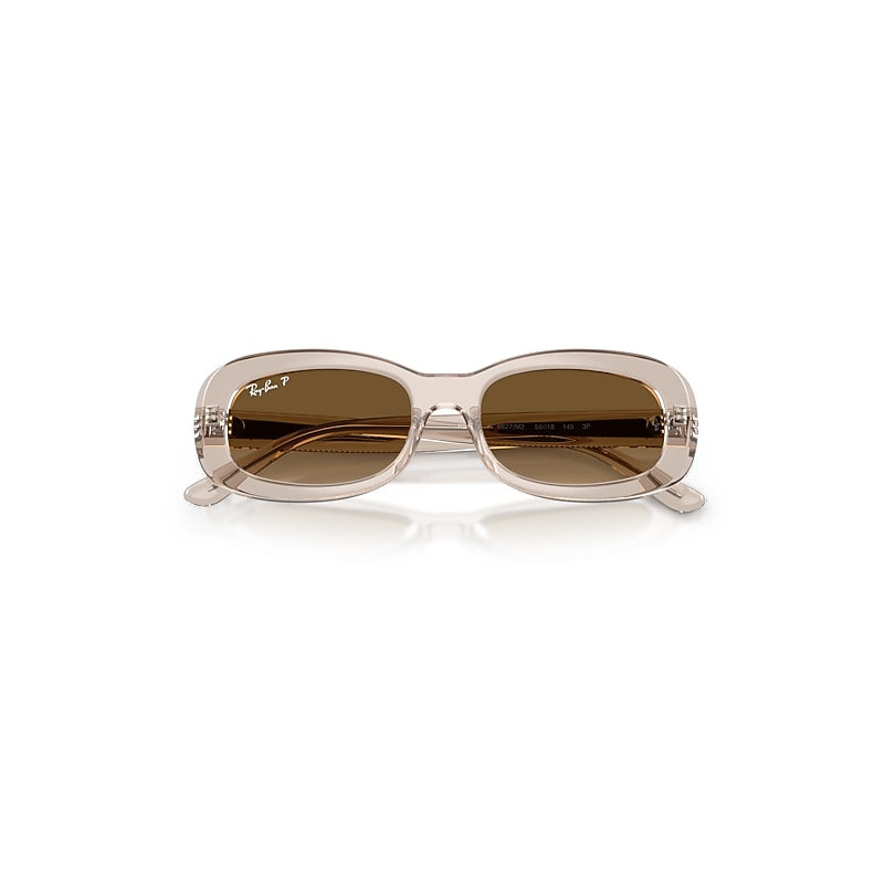 Ray Ban Rb2221 Sunglasses Transparent Beige Frame Brown Lenses Polarized 55-18