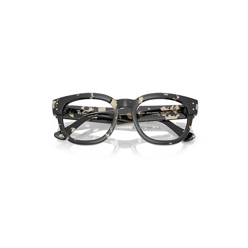 Ray Ban Mega Hawkeye Optics Eyeglasses Grey Havana Frame Clear Lenses Polarized 50-21 In Grey Havana