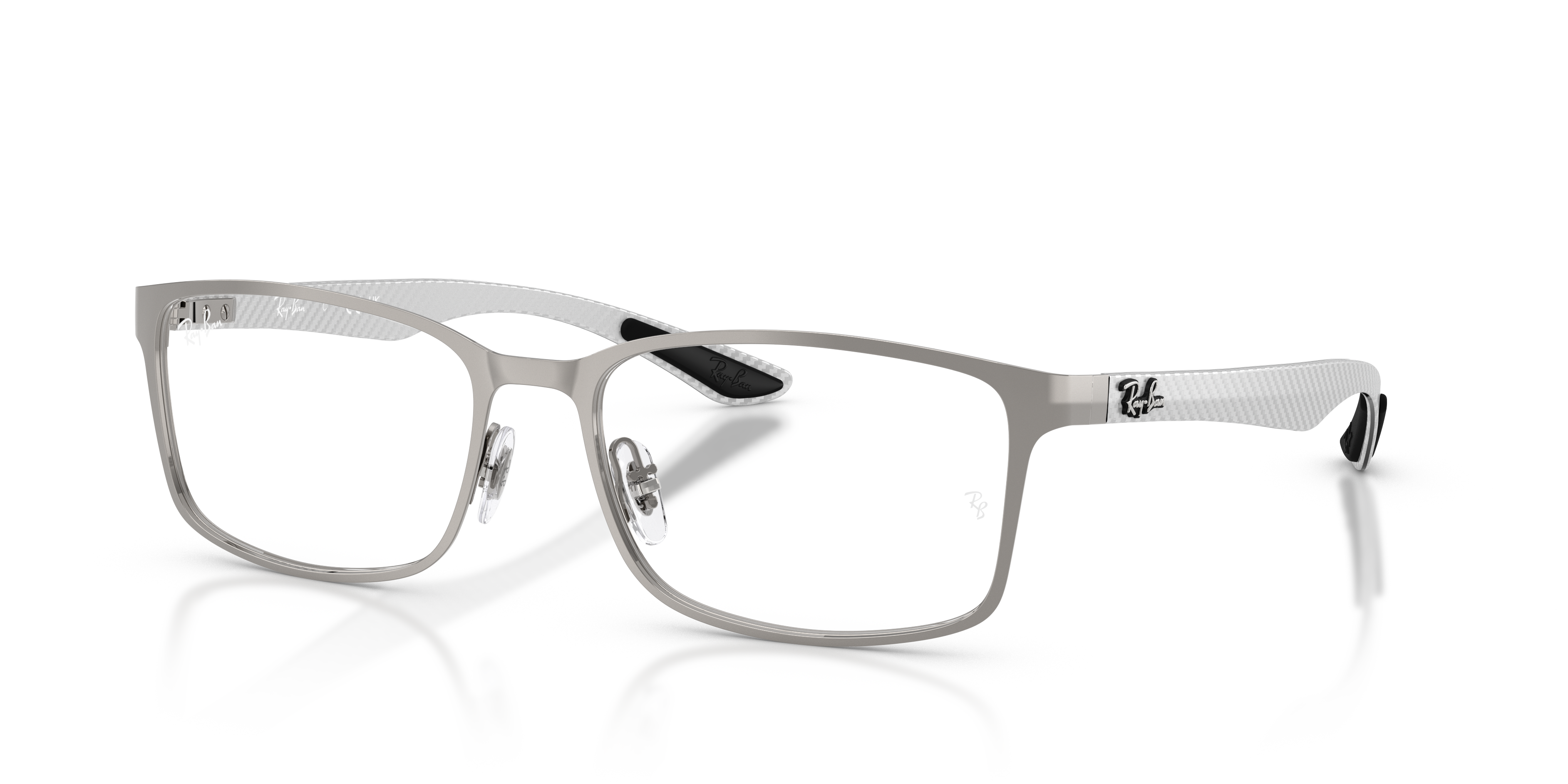 RB8424 OPTICS Polished Gunmetal Frame Clear Lenses 55-18