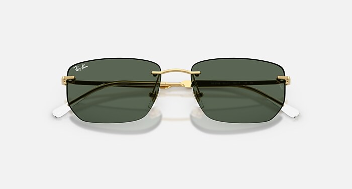 Ray-Ban ゴールドフレーム　グリーンスモークレンズサングラス レイバン公式ストア】 Ray-Ban® RB3717 サングラス | ゴールド X