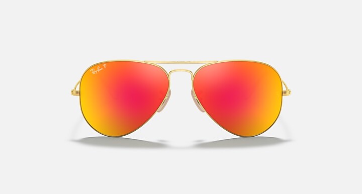 Ray-Ban Sunglasses Unisex Aviator Flash Lenses - Gold Frame Orange Lenses 58-14 Polarized