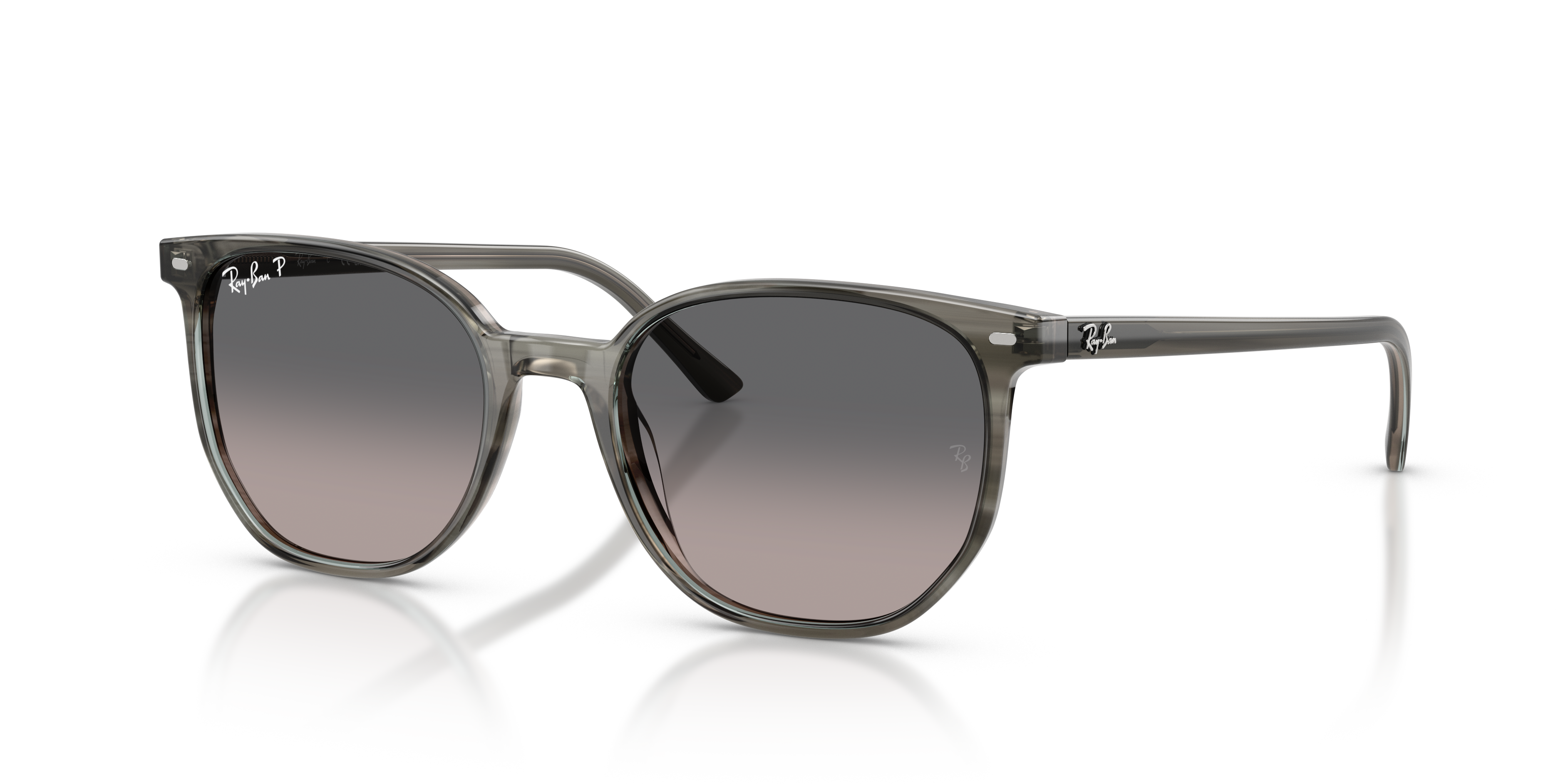 ELLIOT Polished Striped Grey Frame Polarized Grey Gradient Lenses 52-19