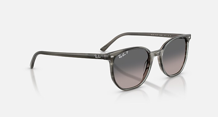 ELLIOT Sunglasses in Striped Grey and Polarized Grey Gradient