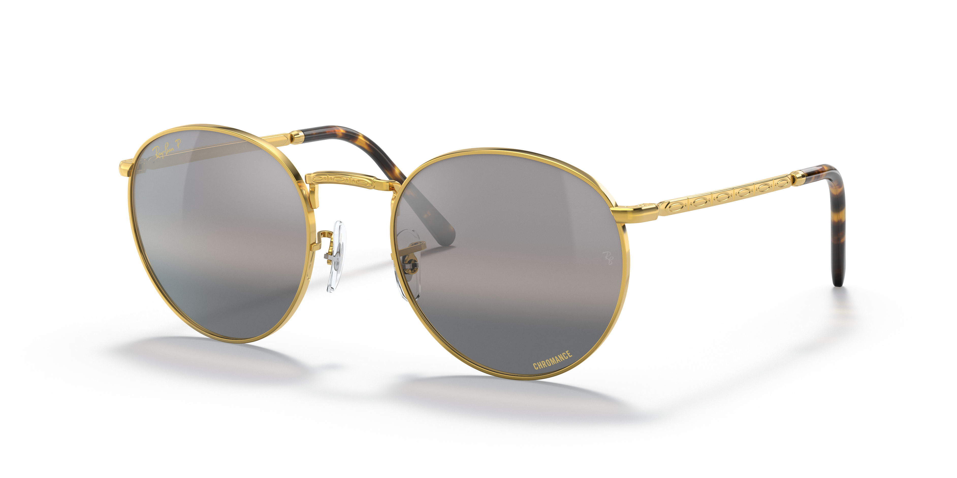 NEW ROUND Polished Gold Frame Silver/Grey Lenses 47-21