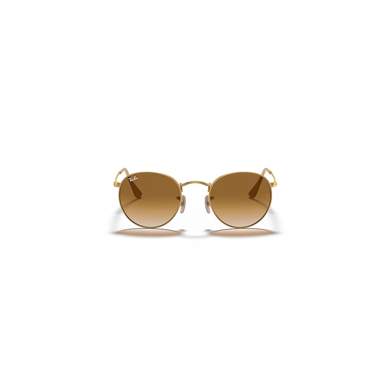 Ray-Ban Round Metal Sunglasses Gold Frame Brown Lenses 50-21