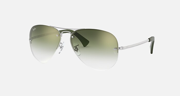 RB3449 Sunglasses in Silver and Green/Grey Gradient Mirror