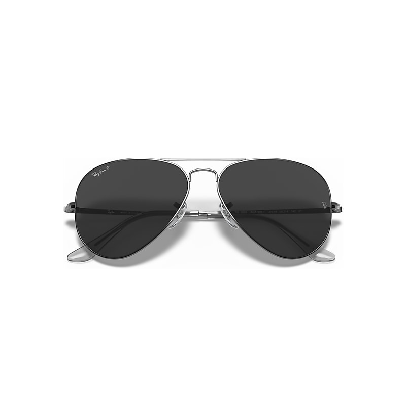 Ray-Ban Aviator Metal II Sunglasses Gunmetal Frame Black Lenses Polarized 62-14
