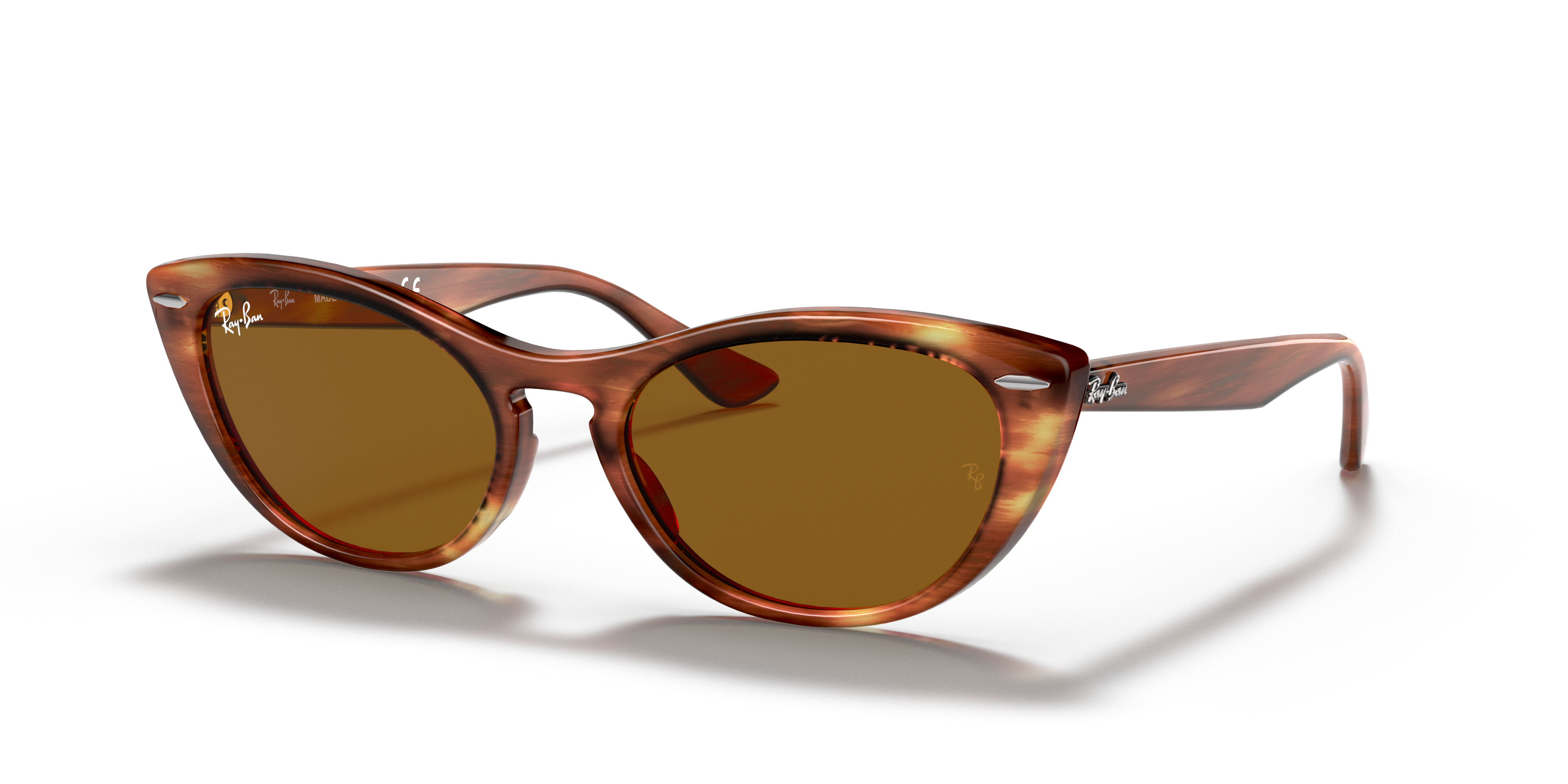 NINA Polished Striped Havana Frame B-15 Brown Lenses 54-18