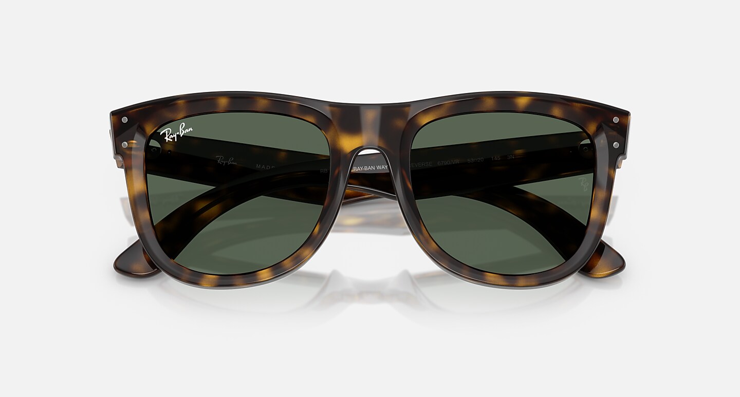 Ray-Ban Sunglasses Unisex Wayfarer Reverse - Dark Havana Frame Green Lenses 50-22