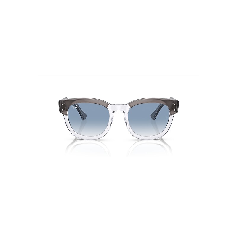 Ray-Ban Mega Hawkeye Sunglasses Grey On Transparent Frame Blue Lenses 53-21