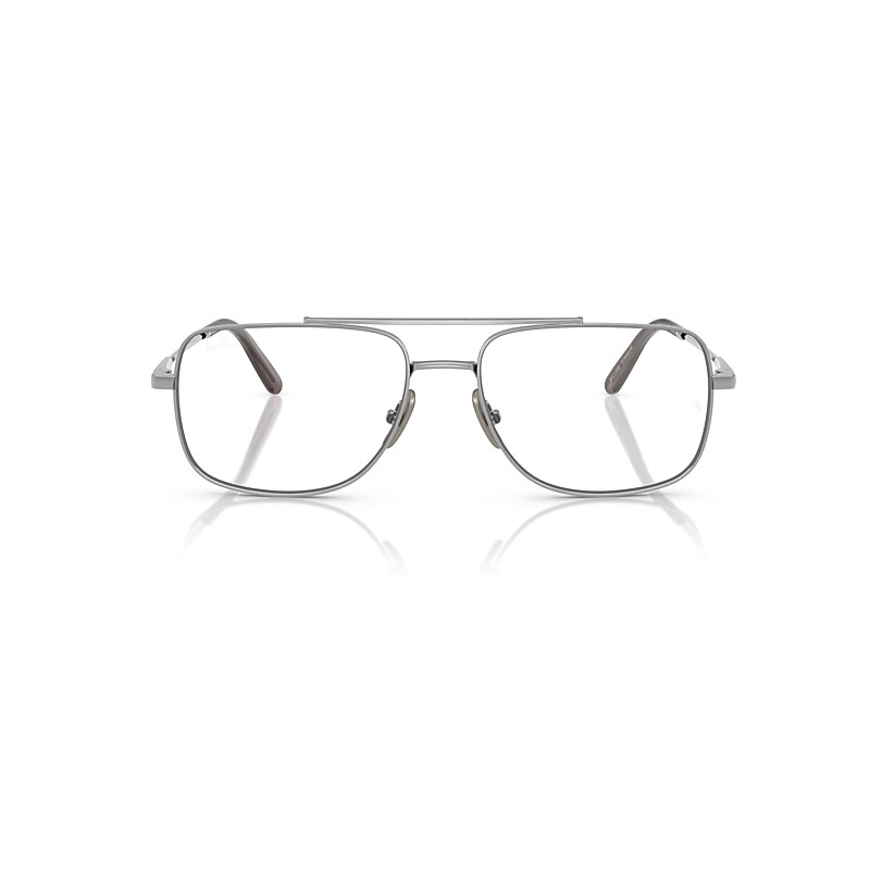 Ray Ban William Titanium Optics Eyeglasses Silver Frame Clear Lenses Polarized 58-17 In Silver