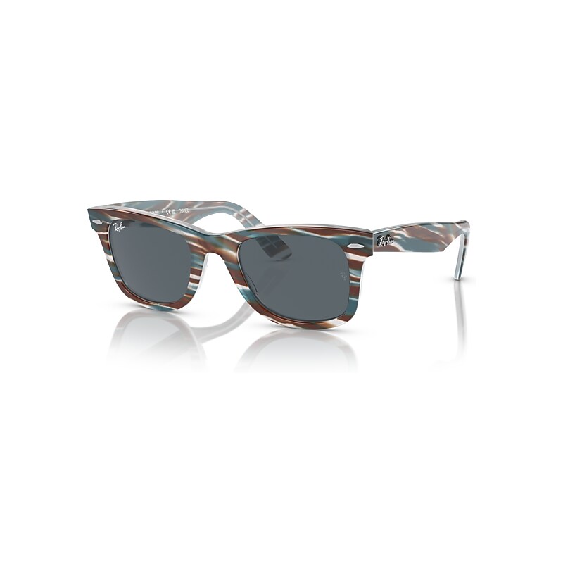 Ray Ban Original Wayfarer Change Sunglasses Photo Striped Light Blue Frame Blue Lenses 52-22 In Photo Striped Light Blue