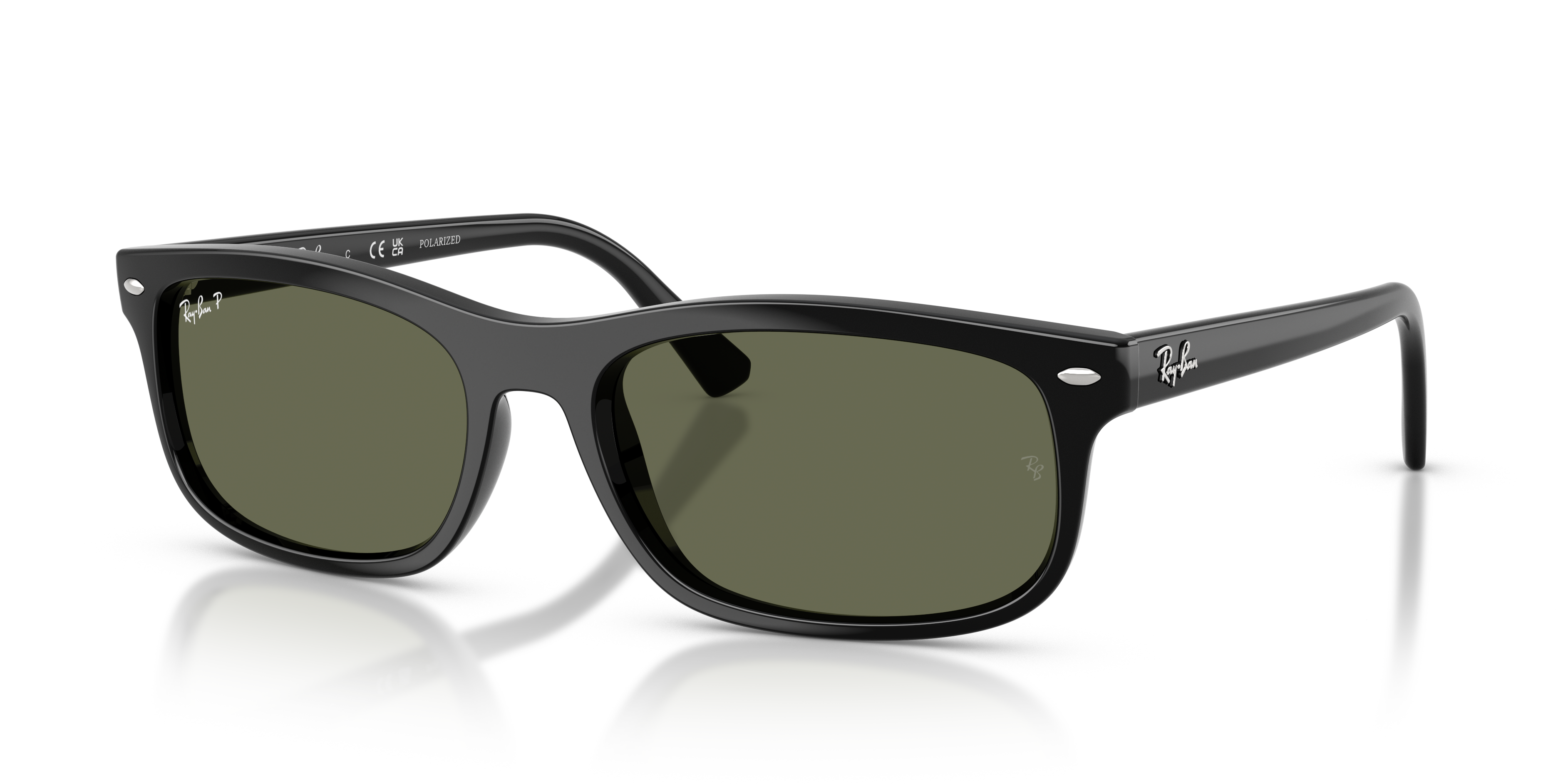 RB2224 Polished Black Frame Polarized Green Lenses 57-20