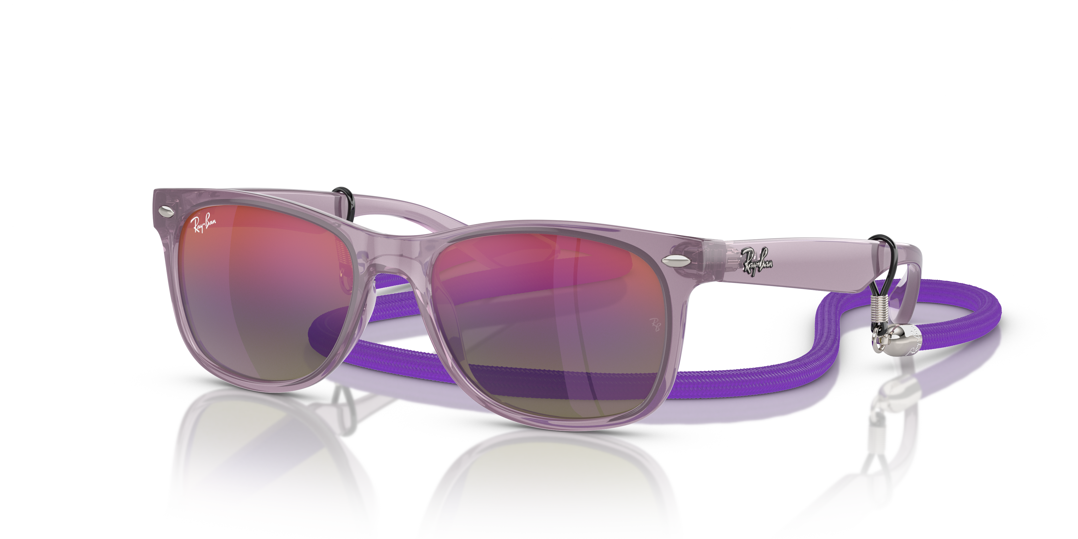 NEW WAYFARER KIDS Polished Opal Purple Frame Blue & Violet Lenses 47-15