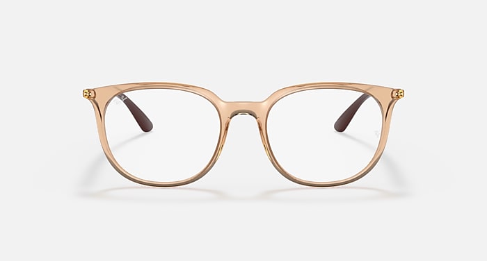 Ray-Ban Eyeglasses Unisex Rb7190 Optics Prescription - Light Brown Frame Clear Lenses 51-19 Polarized