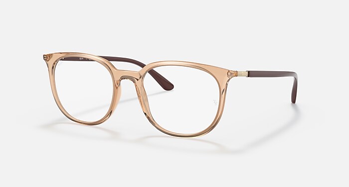 Ray-Ban Eyeglasses Unisex Rb7190 Optics Prescription - Light Brown Frame Clear Lenses 51-19 Polarized