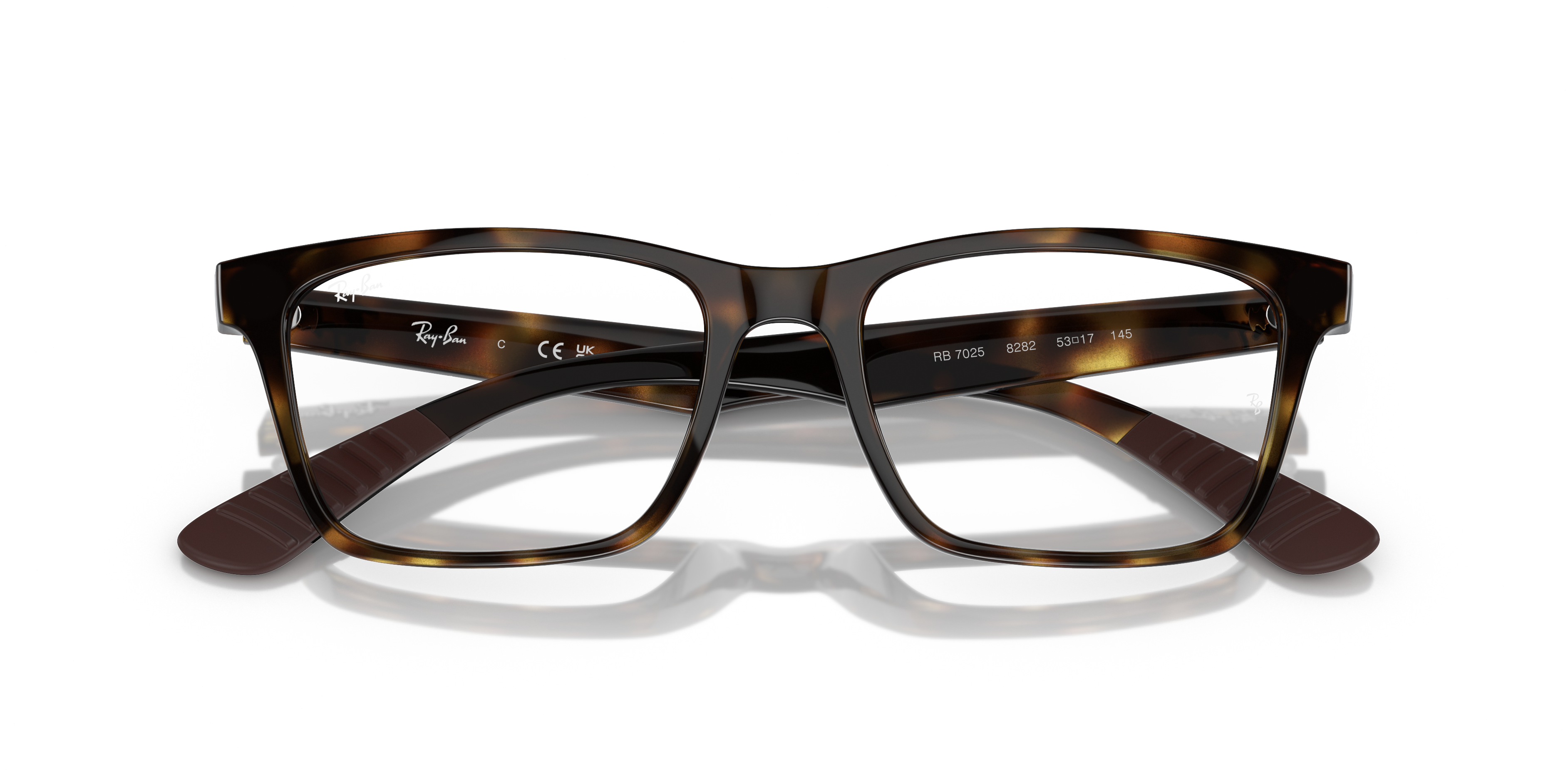 Ray-Ban Rb7025 Optics Eyeglasses Havana Frame Clear Lenses Polarized 55-17 105$