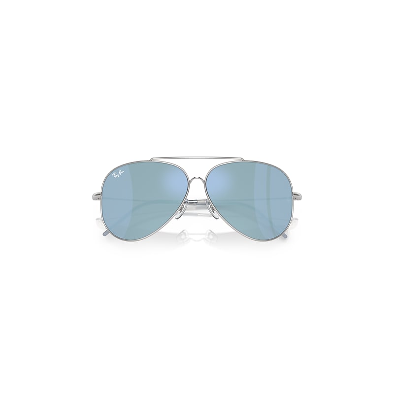 AVIATOR REVERSE Sunglasses in Silver and Light Blue