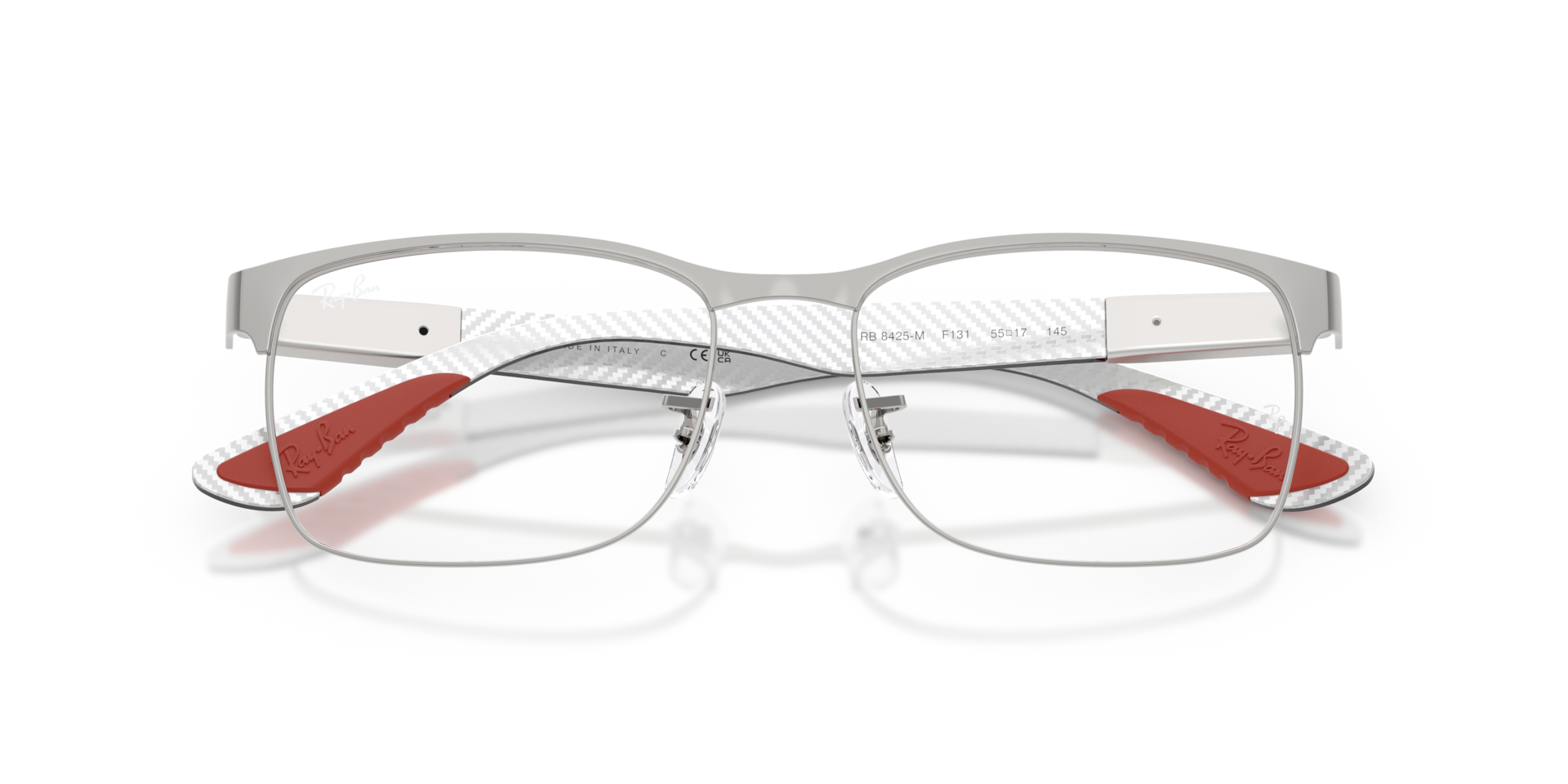 Ray-Ban Rb8425m Optics Scuderia Ferrari Collection Eyeglasses Matte Silver Frame Clear Lenses Polarized 53-17 317$