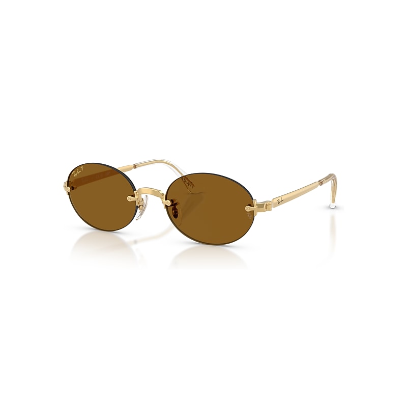 Ray-Ban Sunglasses   By A$Ap Rocky - Arista Gold Frame Brown Lenses Polarized 54-20, RB3929