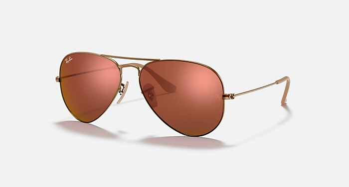 Ray-Ban RB3025 Aviator Sunglasses copper with white temple tips Ray Ban RB3025 112/4L Aviator Golden Matte Replacement Front  main image 2