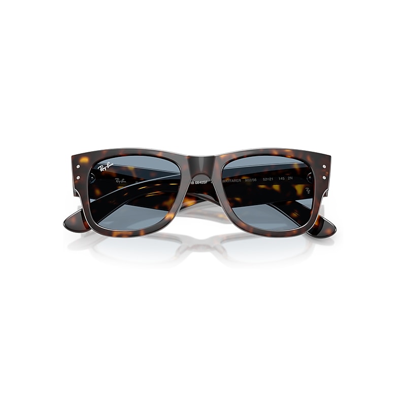 Ray Ban Mega Wayfarer Summer Capsule Sunglasses Havana Frame Blue Lenses 52-21 In Havana