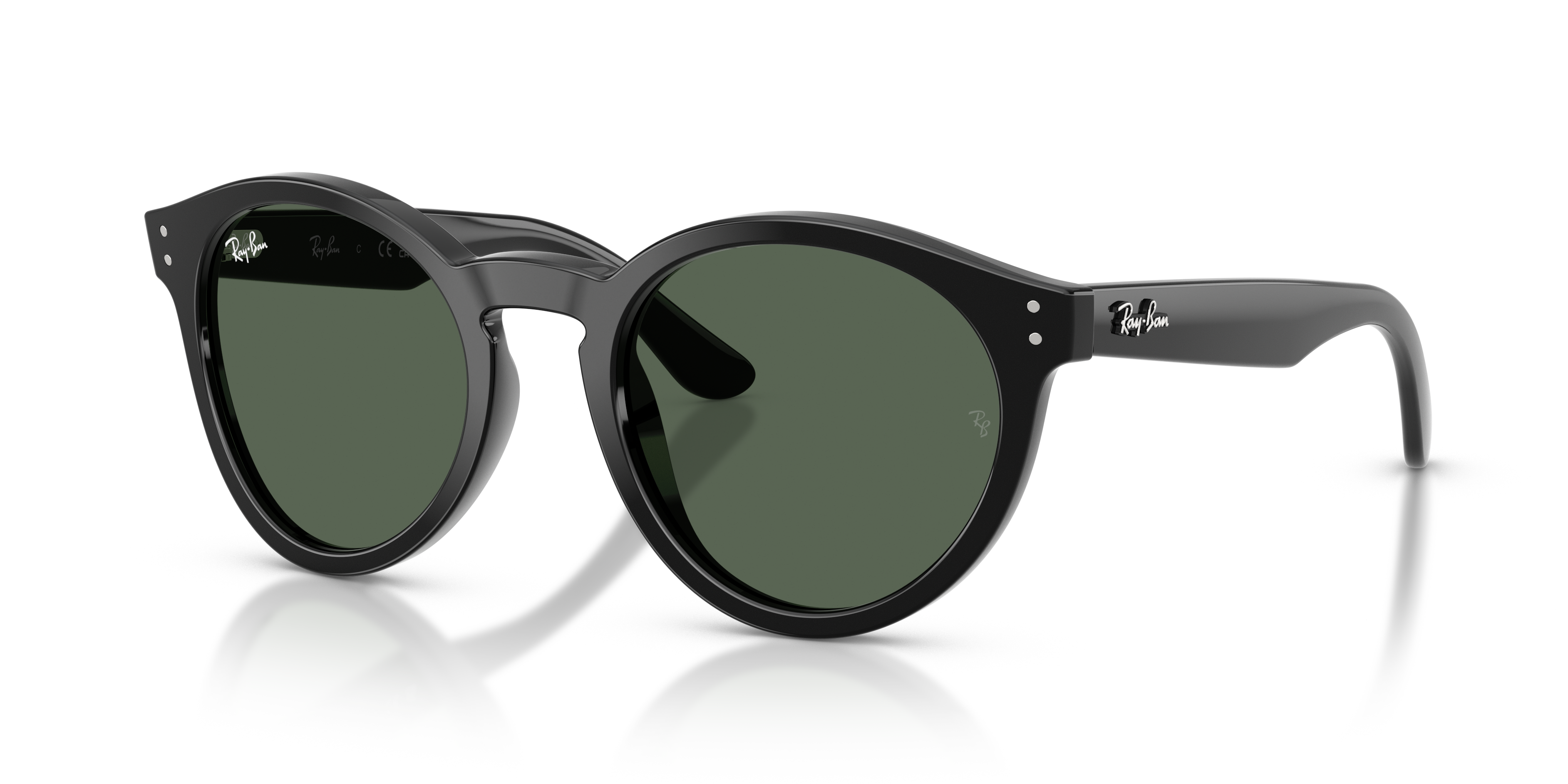 2180 REVERSE Polished Black Frame Dark Green Lenses 52-22