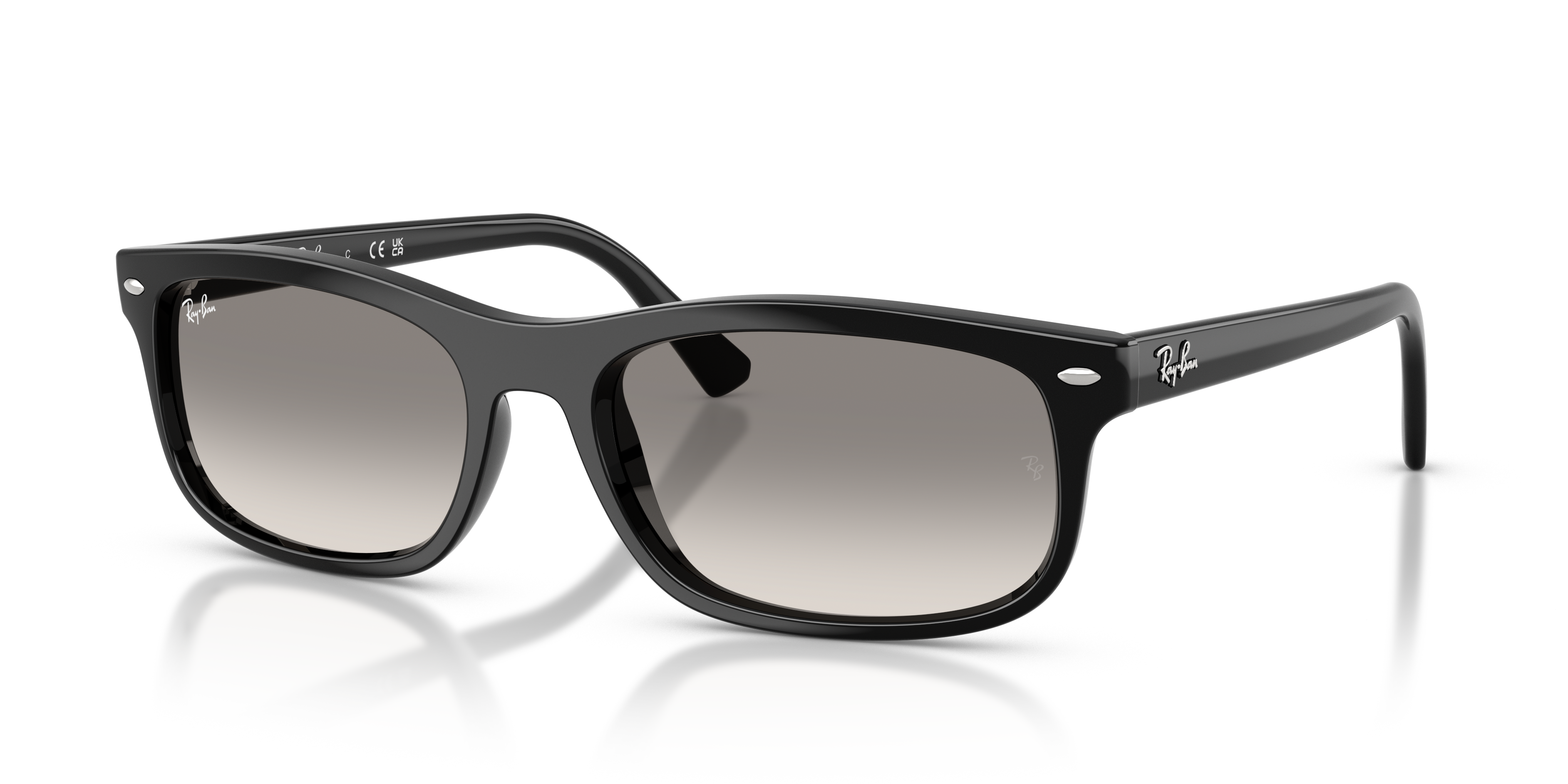 RB2224 Polished Black Frame Clear Gradient Grey Lenses 57-20
