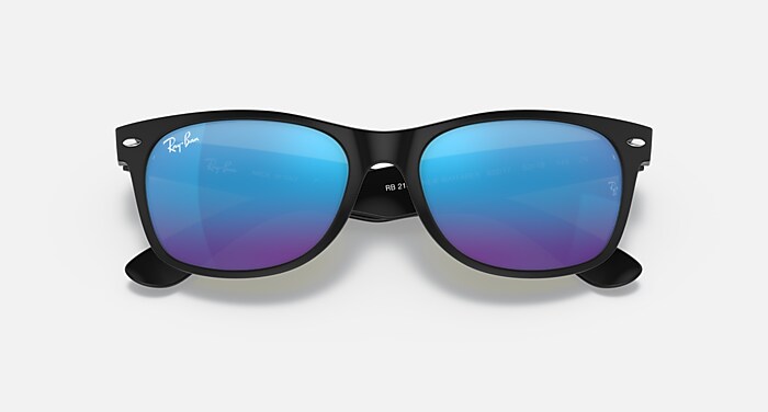 Ray-Ban Sunglasses New Wayfarer Flash Black Frame Blue Lenses