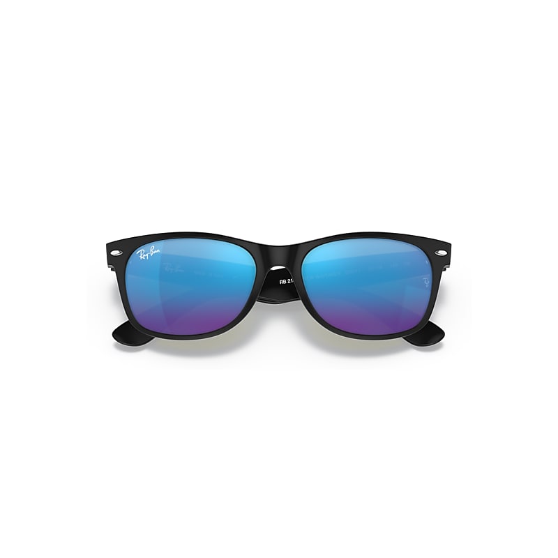 Ray-Ban New Wayfarer Flash Sunglasses Black Frame Blue Lenses 52-18