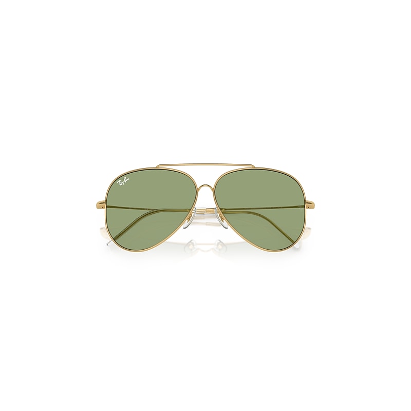Ray-Ban Aviator Reverse Sunglasses Arista Gold Frame Green Lenses 59-11