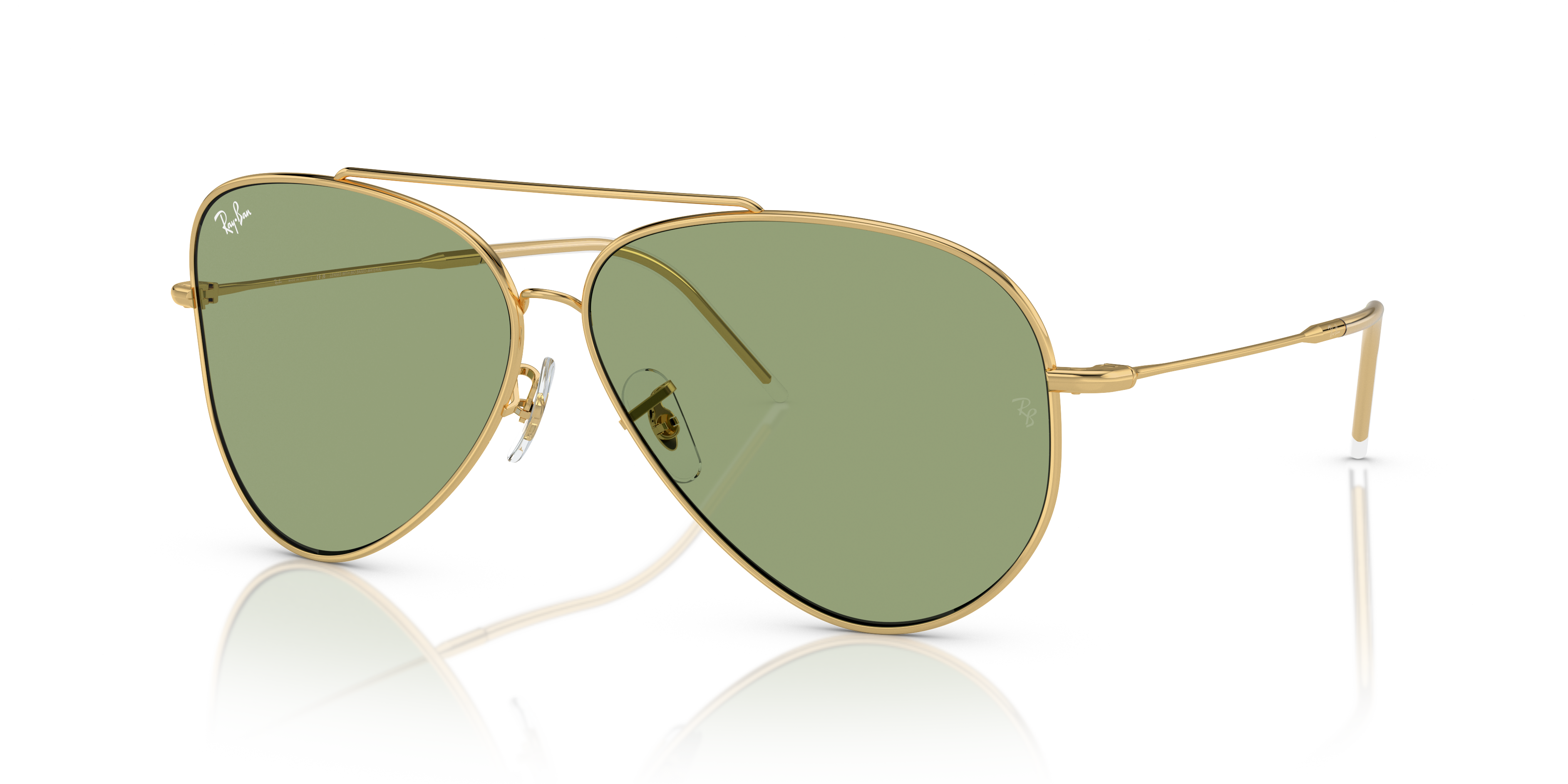AVIATOR REVERSE Polished Arista Gold Frame Green Lenses 59-11