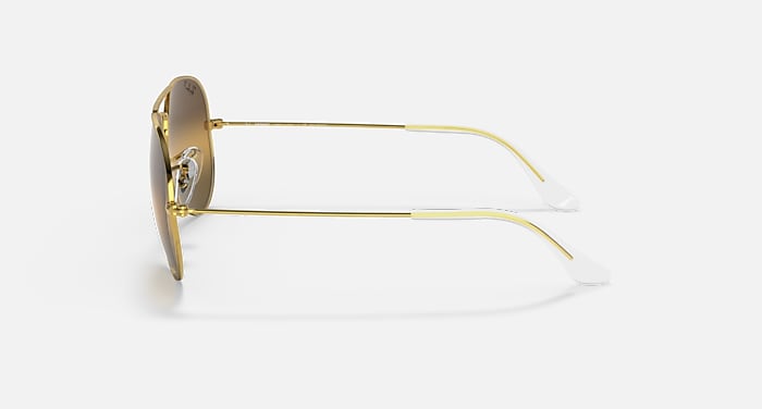Ray-Ban Sunglasses Unisex Aviator Chromance - Gold Frame Brown Lenses Polarized 58-14