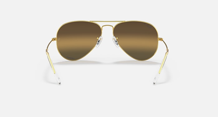 Ray-Ban Sunglasses Unisex Aviator Chromance - Gold Frame Brown Lenses Polarized 58-14
