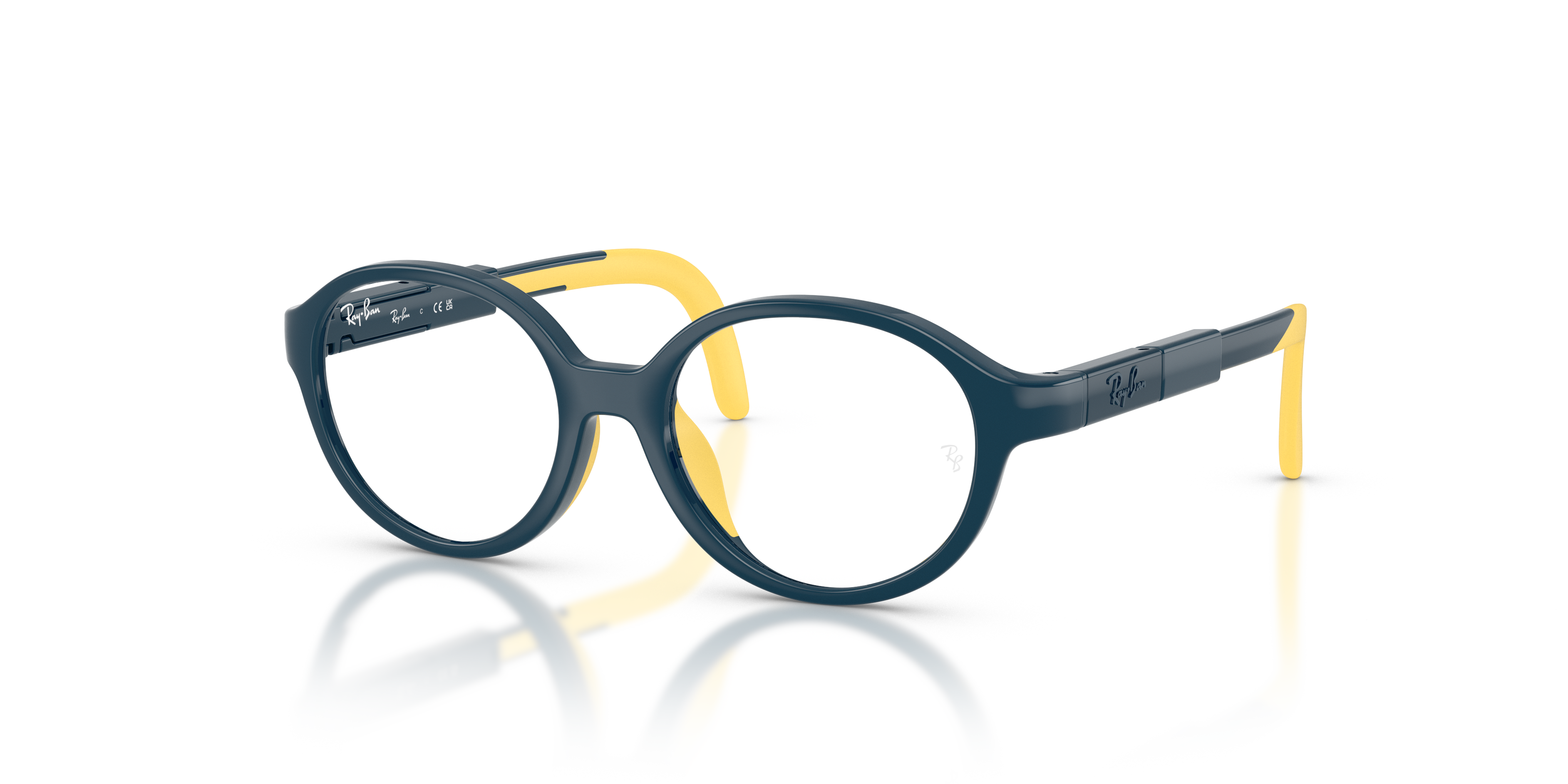 RBA1981 OPTICS KIDS BIO-BASED Polished Blue & Yellow Frame Clear Lenses 45-15