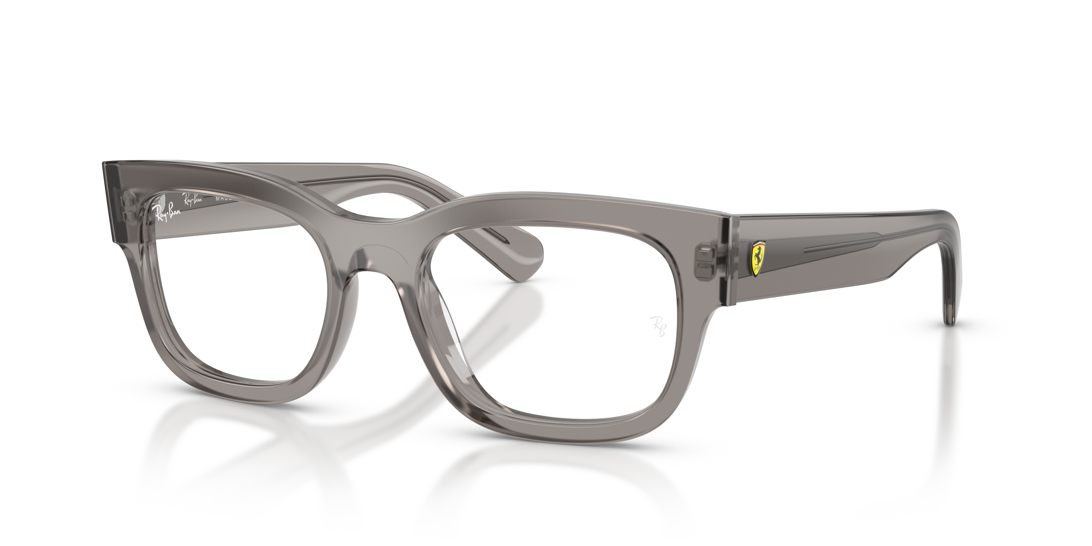 RB5528M OPTICS SCUDERIA FERRARI COLLECTION Polished Transparent Grey Frame Clear Lenses 51-19