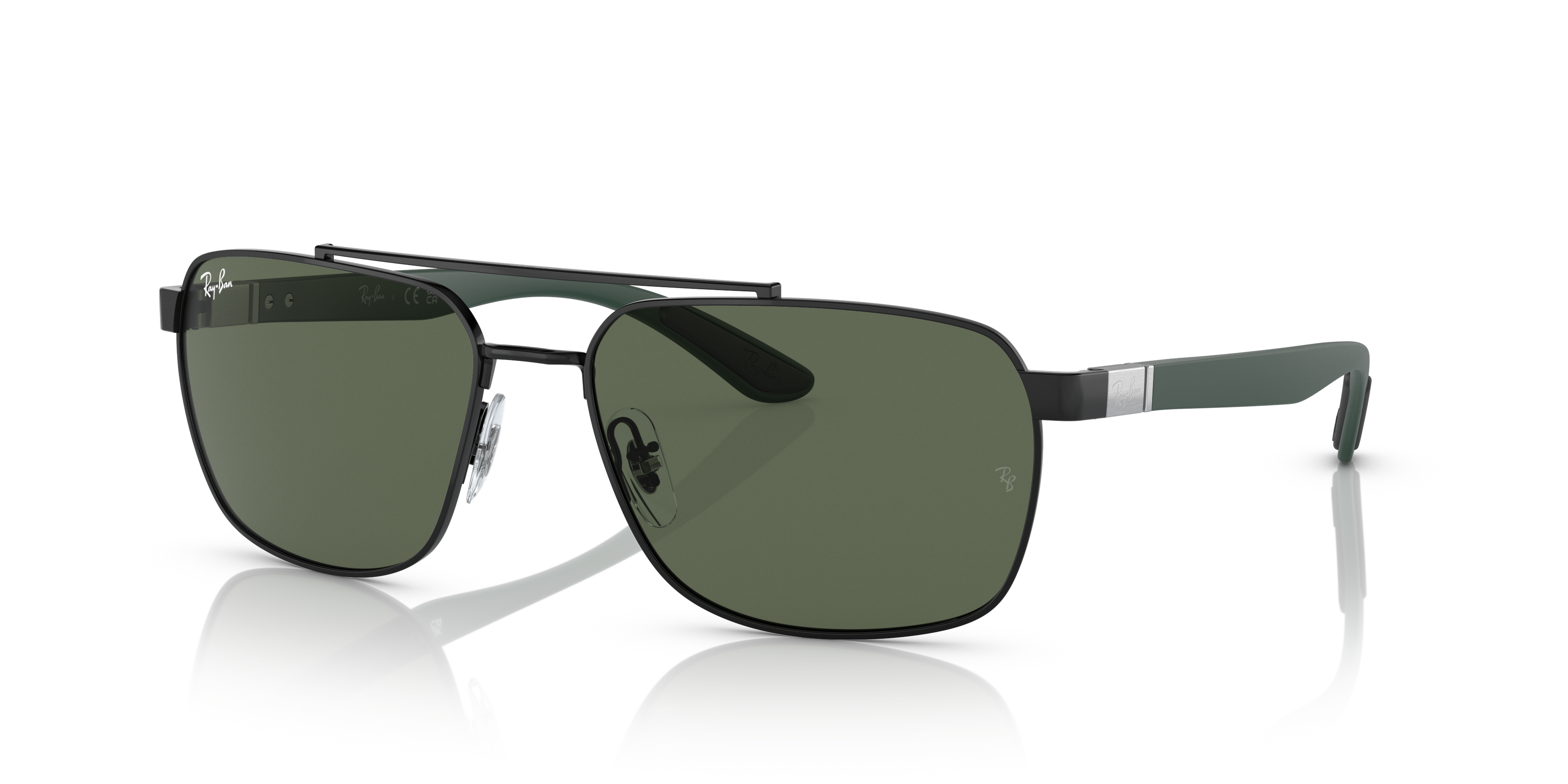 RB3701 Polished Black Frame Dark Green Lenses 59-17