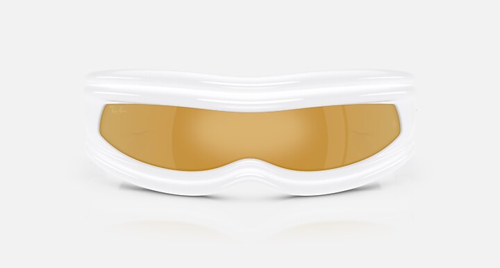 Ray-Ban Ultra Wrap 001 Next Generation Collection Sunglasses White Frame Gold Lenses 01-35