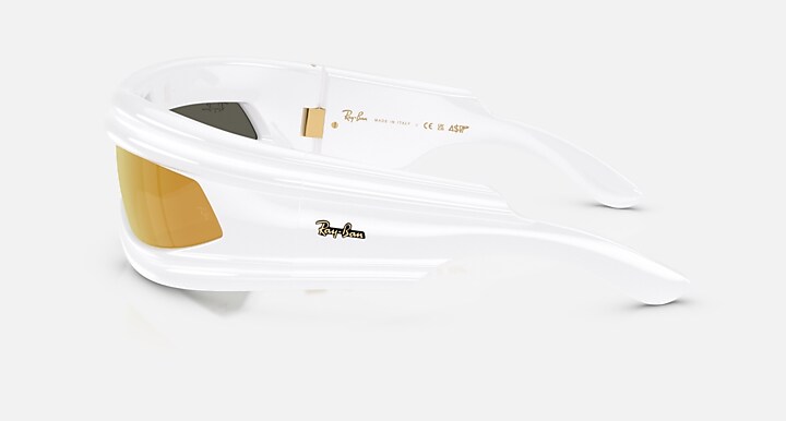 Ray-Ban Ultra Wrap 001 Next Generation Collection Sunglasses White Frame Gold Lenses 01-35