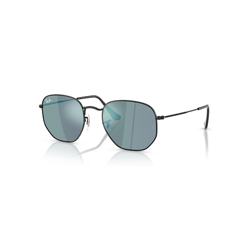 Ray-Ban Sunglasses Unisex Hexagonal Flat Lenses - Black Frame Blue Lenses 54-21
