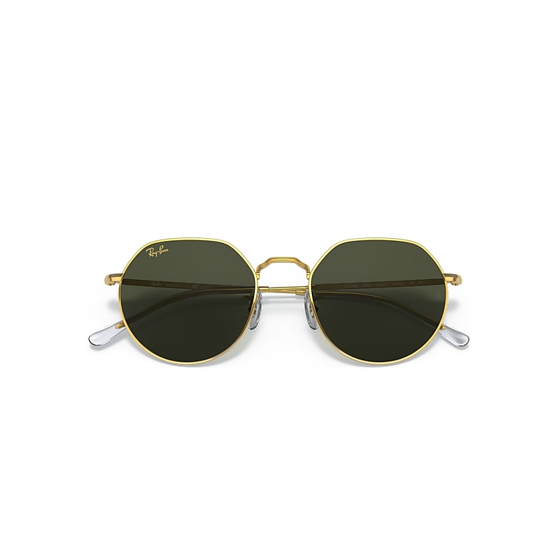 Ray-Ban Jack Sunglasses Gold Frame Green Lenses 53-20