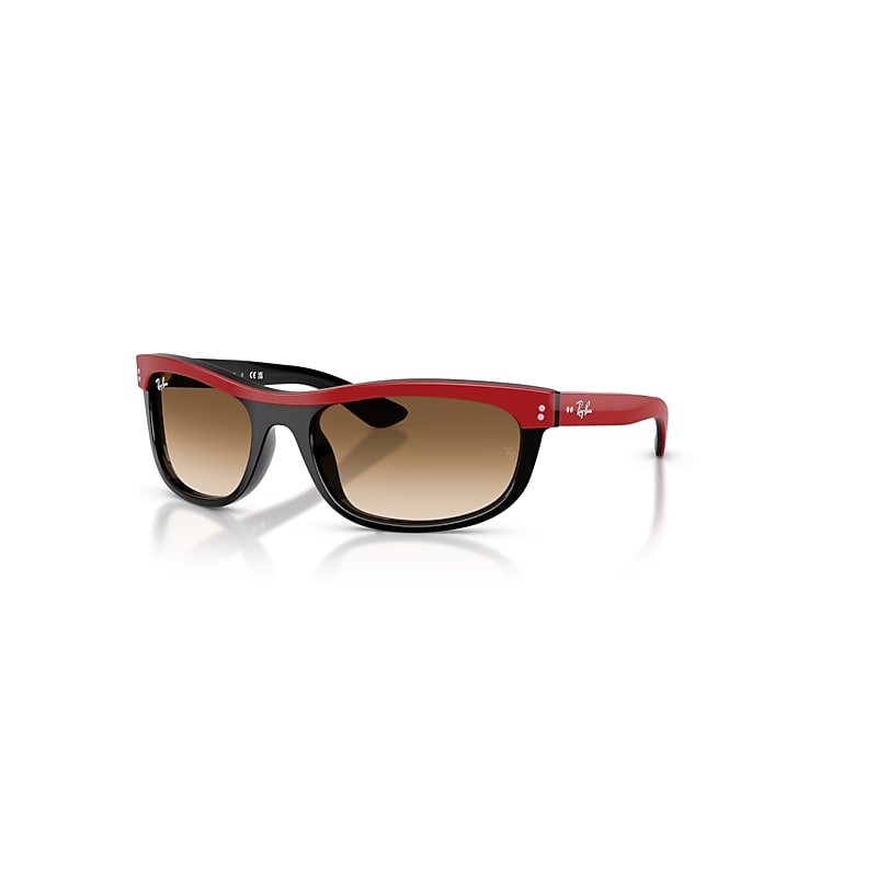 Ray Ban Balorama Street Neat Sonnenbrillen Rot Auf Schwarz Fassung Braun Glas 62-19