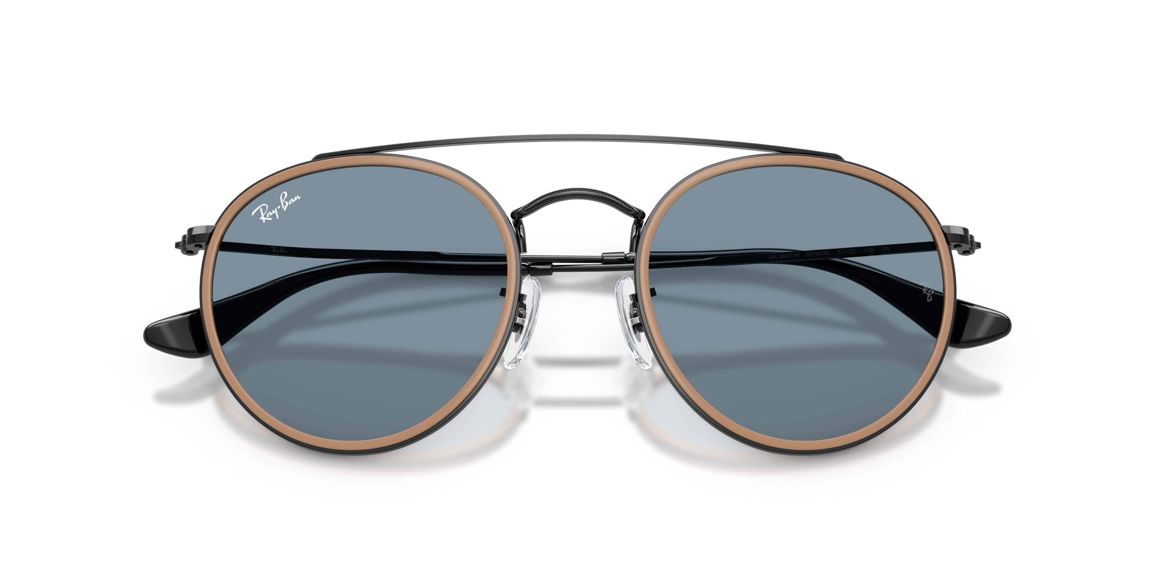 ROUND DOUBLE BRIDGE Sunglasses in Black and Blue - RB3647N | Ray