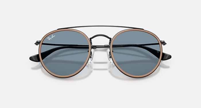 ROUND DOUBLE BRIDGE Sunglasses in Black and Blue - RB3647N | Ray